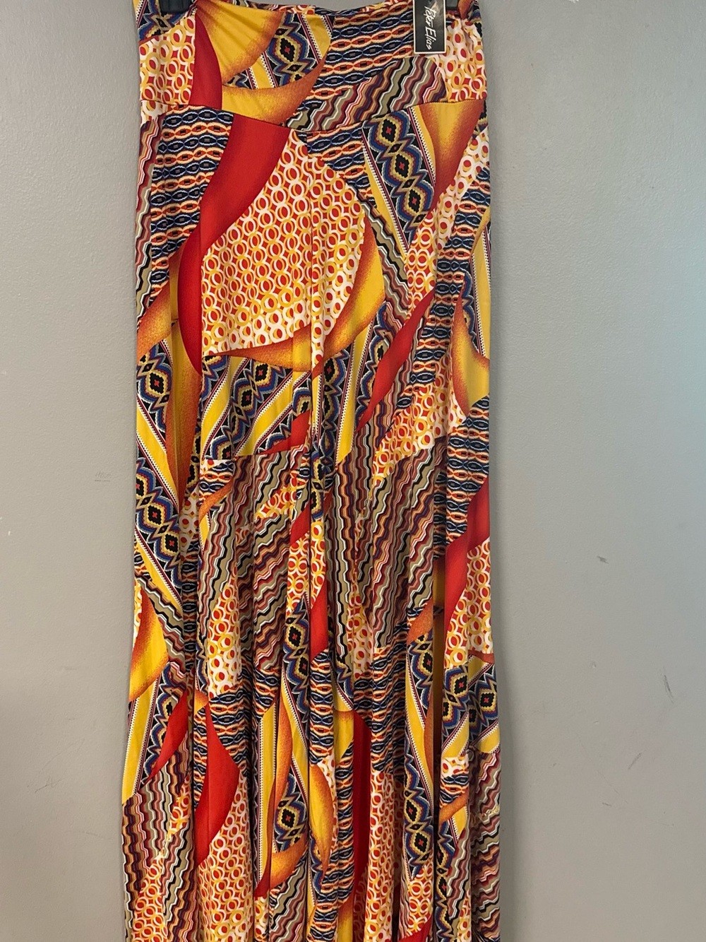 Vibrant Yellow & Red Printed Maxi Skirt - Unbranded